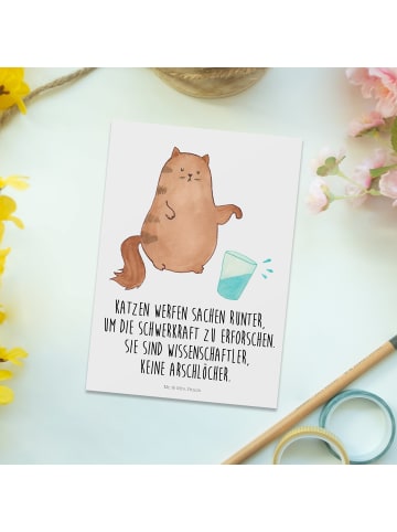 Mr. & Mrs. Panda Grußkarte Katze Wasserglas mit Spruch in Weiß