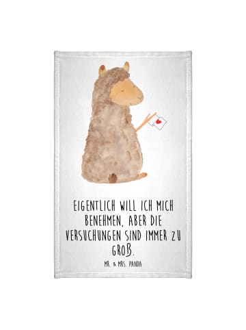 Mr. & Mrs. Panda Gästehandtuch Alpaka Fahne mit Spruch in Weiß
