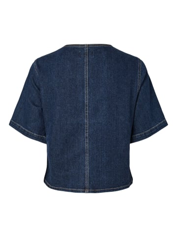 Pieces Oberteil mit kurzen Ärmeln in Dark Blue Denim
