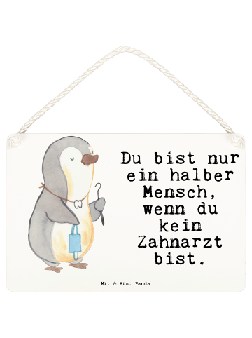 Mr. & Mrs. Panda Deko Schild Zahnarzt Herz mit Spruch in Weiß