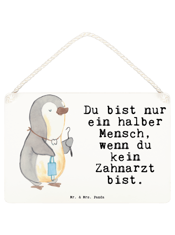 Mr. & Mrs. Panda WC Schild Zahnarzt Herz mit Spruch in Weiß