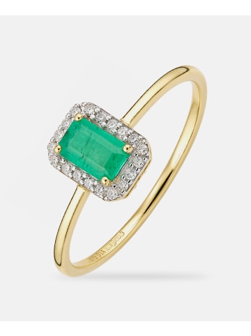 Diamant L'éternel Ring, mit Smaragd, 375 Gelbgold