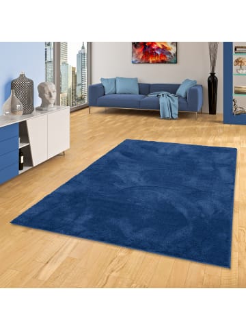 Pergamon Hochflor-Teppich Silky in dunkelblau