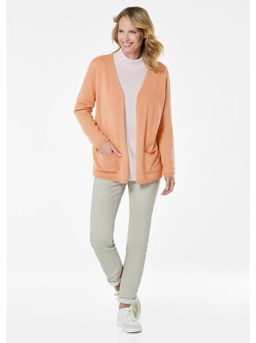 GOLDNER Kurzgröße:  Cardigan in langer offener Form in pfirsich