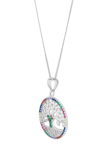 Adeliás Damen Anhänger – Lebensbaumanhänger aus 925 Silber mit Zirkonia in silber