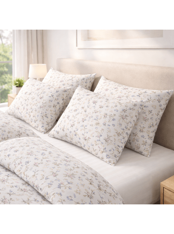 Janine Edel Flanell Bettwäsche Davos - Blümchen beere grün in bunt