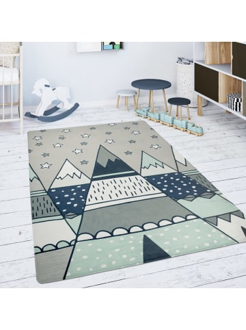 KADIMA DESIGN Kinderteppich waschmaschinenwaschbar Berge Kinderzimmer in Grau
