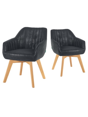 DUBI Möbel 2er-Set: Drehstuhl Mika-Jara in Schwarz - (B)60 x (H)82 x  (T)61 cm