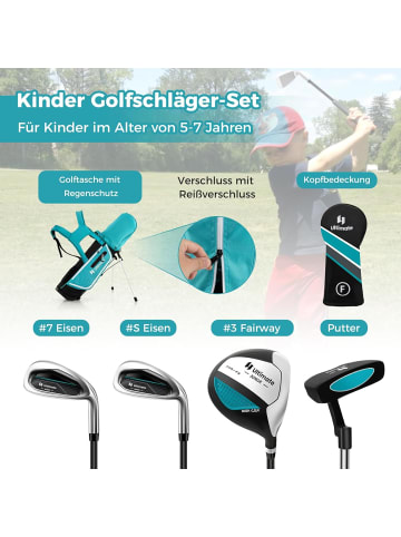 COSTWAY Golfschläger 4 tlg. Set 5-7 Jahren in Blau