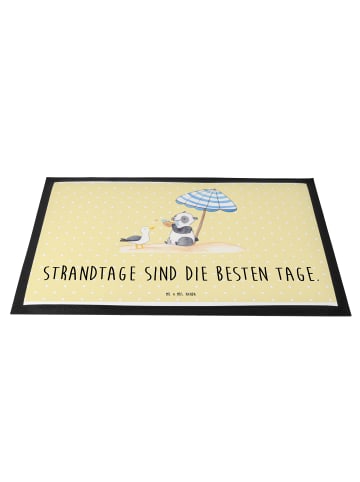 Mr. & Mrs. Panda Fußmatte Sommer Strandtage mit Spruch in Gelb Pastell