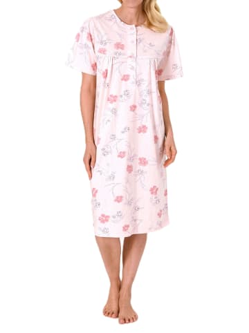 NORMANN Nachthemd kurzarm fraulich Knopfleise am Hals in rose