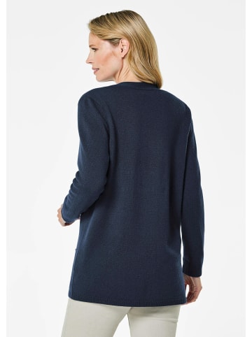 GOLDNER Kurzgröße:  Kaschmirstrickjacke Langarm Feinstrick-Cardigan in marine