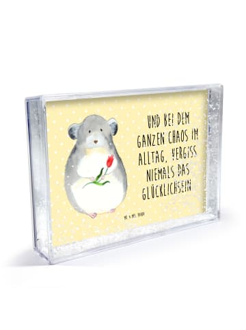 Mr. & Mrs. Panda Bilderrahmen Chinchilla Blume mit Spruch in Gelb Pastell