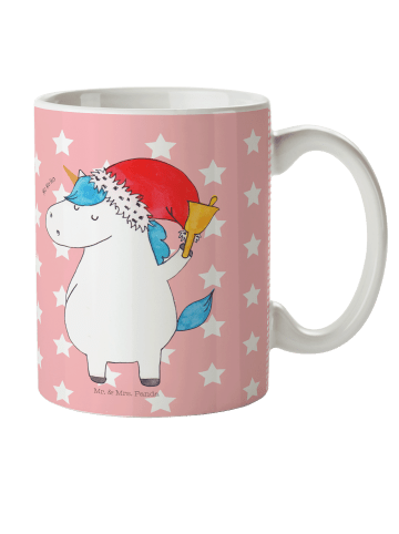 Mr. & Mrs. Panda Kaffeetasse Einhorn Weihnachtsmann ohne Spruch in Rot Pastell