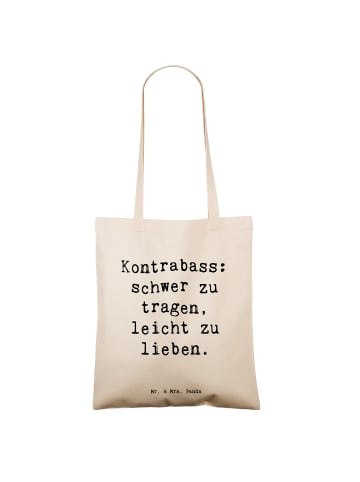 Mr. & Mrs. Panda Jutebeutel Spruch Kontrabass Liebe mit Spruch in Creme
