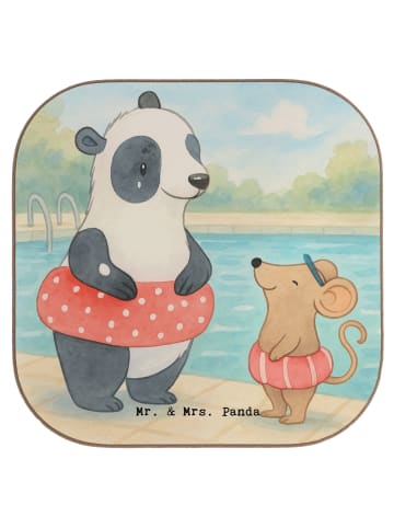 Mr. & Mrs. Panda Holzuntersetzer Otter Schwimmen Design ohne Spruch in Weiß