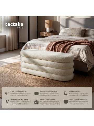 tectake Gepolsterte Sitztruhe mit Bouclé, 110 x 45 x 42 cm, mit Stauraum