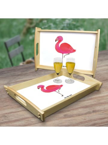 Mr. & Mrs. Panda Tablett aus Holz Flamingo Classic ohne Spruch in Weiß