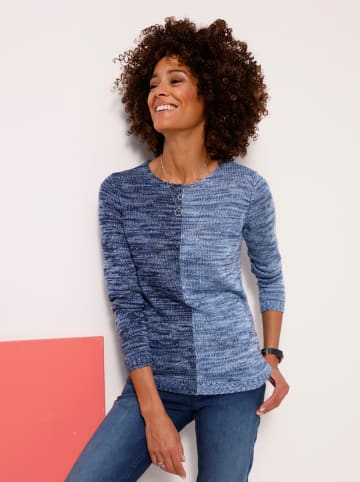 Sieh an! Langarm-Pullover in marine-eisblau-meliert