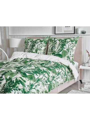 Beliani 2-tlg Bettwäsche GREENWOOD in Grün/Weiß