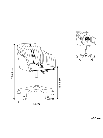 Beliani Bürostuhl VENICE in Schwarz - (W) 64 x (H) 89 x (L) 64 cm