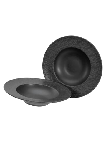 CreaTable 2 er-Set 21825 Schiefer Teller Set in Schwarz