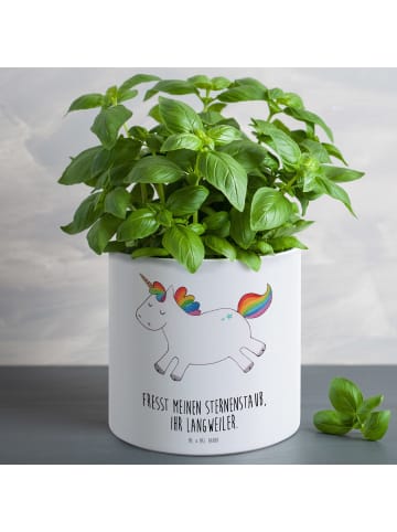 Mr. & Mrs. Panda Übertopf Einhorn Happy mit Spruch in Weiß