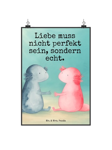 Mr. & Mrs. Panda Poster Axolotl Liebe Design mit Spruch in Weiß