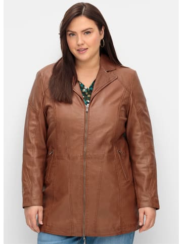 sheego Lederjacke in cognac
