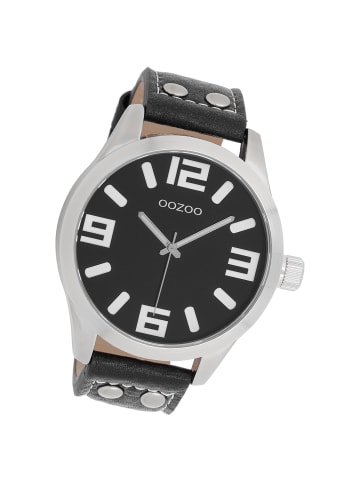Oozoo Analog-Armbanduhr Oozoo Timepieces schwarz, silber extra groß (ca. 51mm)