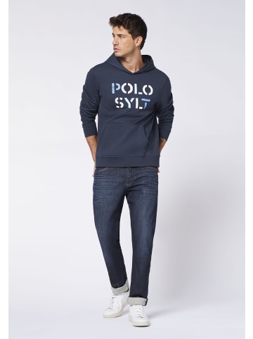 Polo Sylt Kapuzenpullover mit Logo in Used-Optik in Blau
