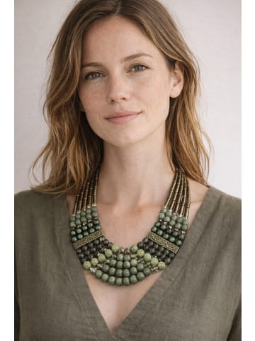 collezione alessandro Statementkette " Eugenie " in khaki
