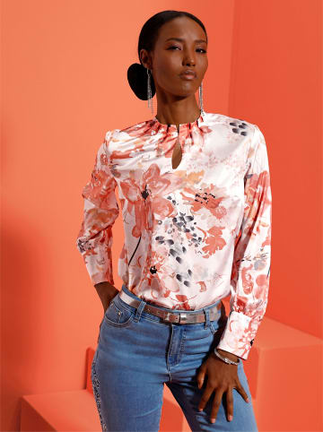 creation L Satin-Bluse in ecru-apricot-bedruckt