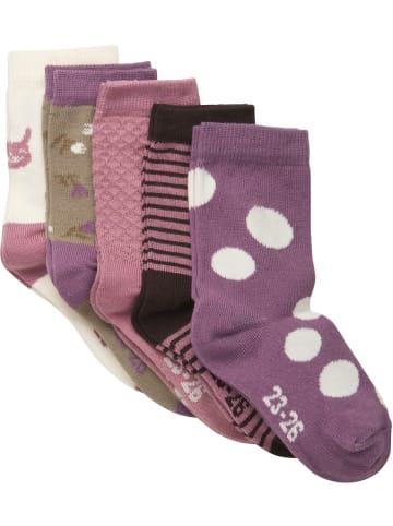 Minymo Kinder Socken "Socks w. Pattern (5-pack)" in Lila