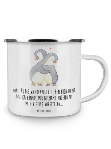 Mr. & Mrs. Panda Kaffeebecher 7. Hochzeitstag Kupferhochzeit mit... in Weiß