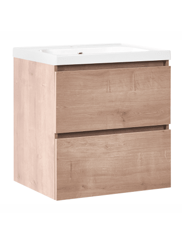 Beliani 2-tlg Badezimmerschrank LAGOA in Braun/Weiß