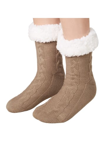 tectake Gemusterte Socken für die Weihnachtszeit, braun
