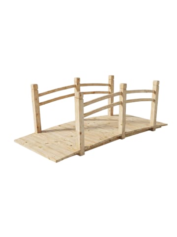 relaxdays Gartenbrücke in Natur - (B)150 x (H)55 x (T)67 cm