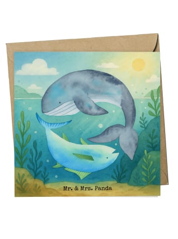 Mr. & Mrs. Panda Grußkarte Walfisch Thunfisch Design ohne Spruch in Weiß
