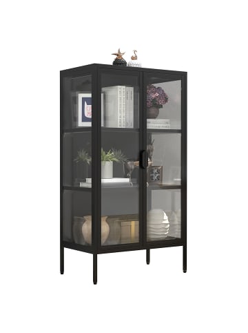 ebuy24 Vitrinenschrank FlokaM schwarz Schwarz 60 x 35 cm