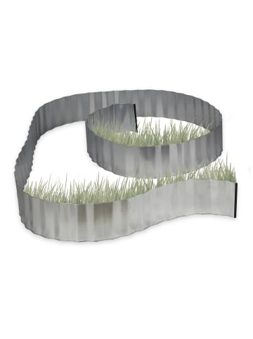 relaxdays 3 x Rasenkante in Silber-Grau