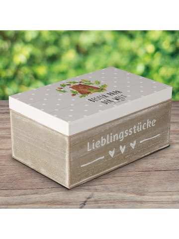Mr. & Mrs. Panda Erinnerungsbox Bär König mit Spruch in Grau Pastell