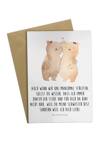 Mr. & Mrs. Panda Grußkarte Bären Schwestern mit Spruch in Weiß