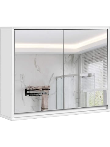 COSTWAY Zweitüriger Spiegelschrank Wandschrank 55 x 14 x 45 cm in Weiß