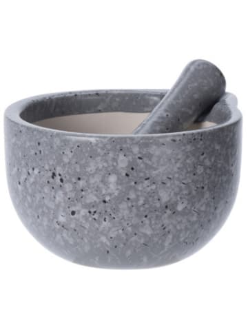 Excellent Houseware Küchenmörser mit Stößel, Keramik in Grau, (B) 11,4 x (H) 10 x (L) 11,4 cm