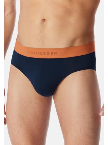 Schiesser Rio Slip / Unterhose 95/5 Cotton in Dunkelblau / orange / beige