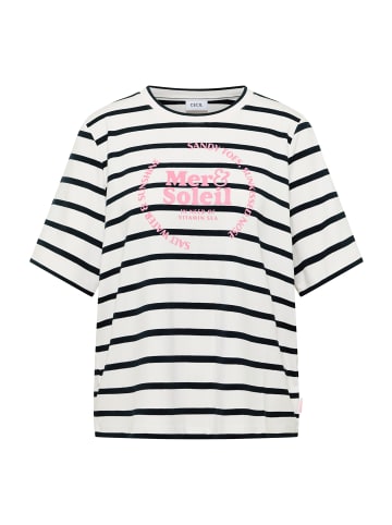 Cecil Kurzarm Shirt mit Rundhals und Streifen in Universal Blue