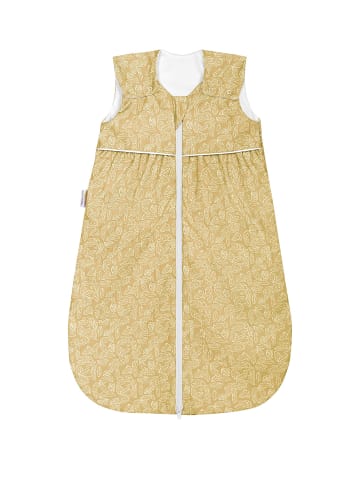 Kinderhaus Blaubär Sommer Schlafsack Anni light white leaves TOP in Mustard