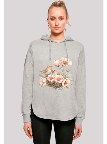 F4NT4STIC Oversized Hoodie Vogelnest Blumen in grau