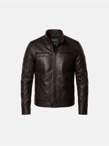 KOROSHI Biker-leder-effektjacke in Marron oscuro / dunkelbraun